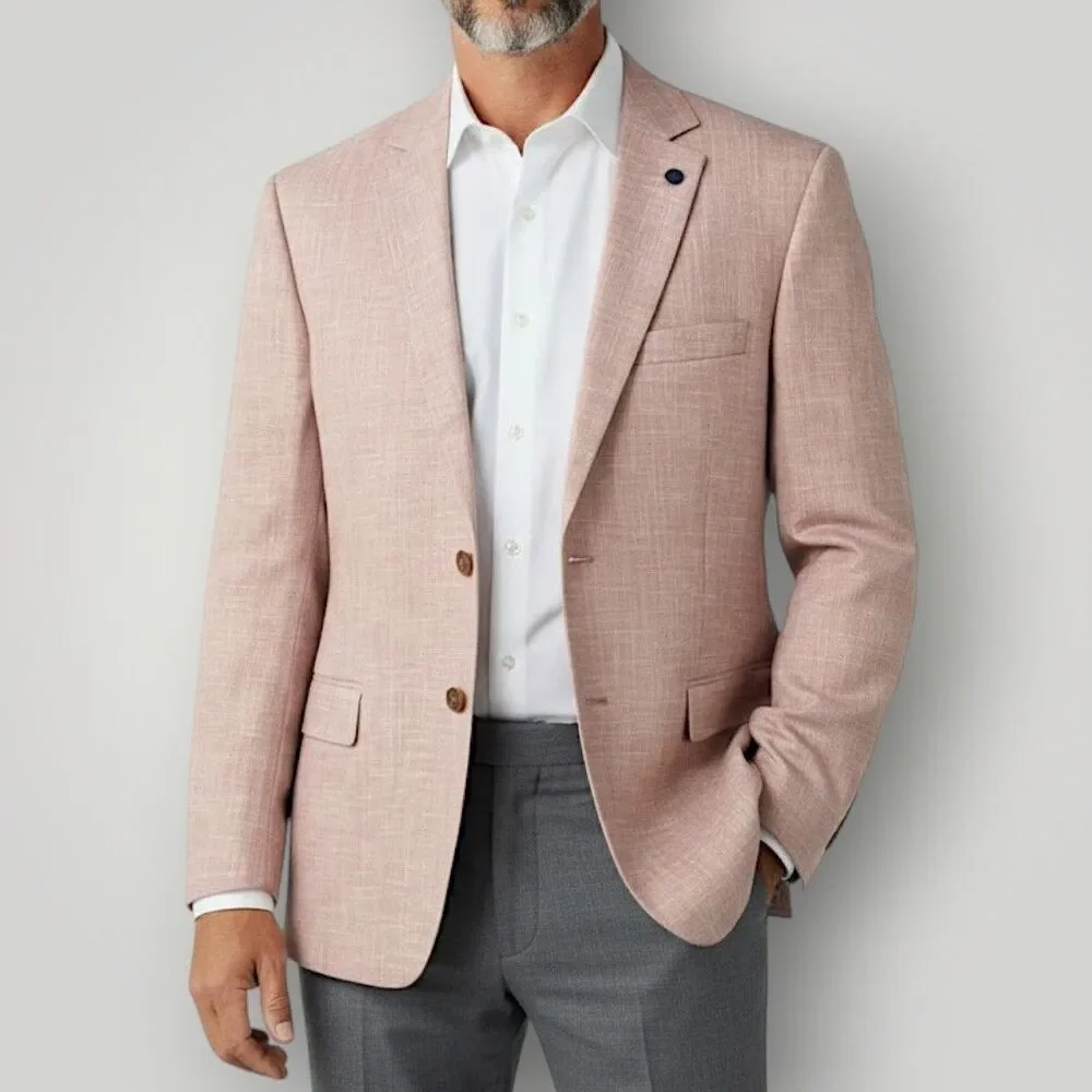 OAK HILL Men's Blazer 4XL 58R/60R Sport Coat Two Button Suit Jacket Pink 2-vent
